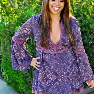 Free People Bell Sleeve Paisley Dress